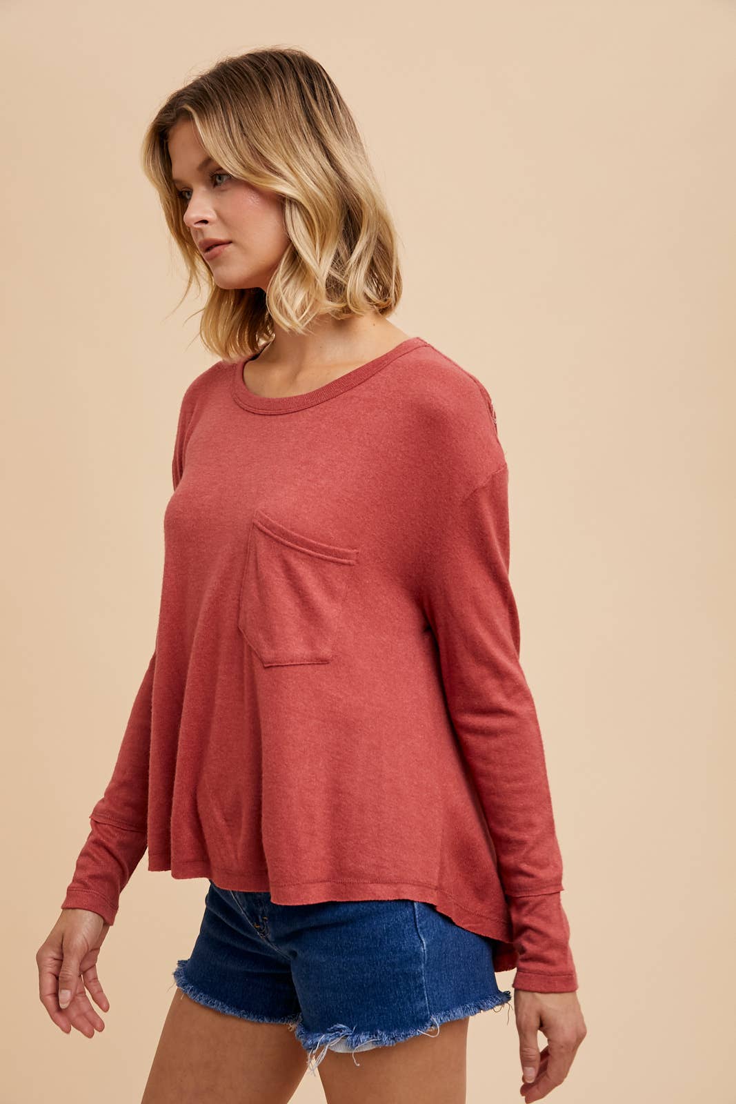 Heather Hi Low Exaggerated Back Ho Low Top ~ Burnt Ginger