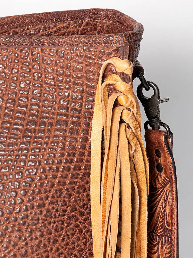 Western Genuine Leather & Fringe Crossbody Bag