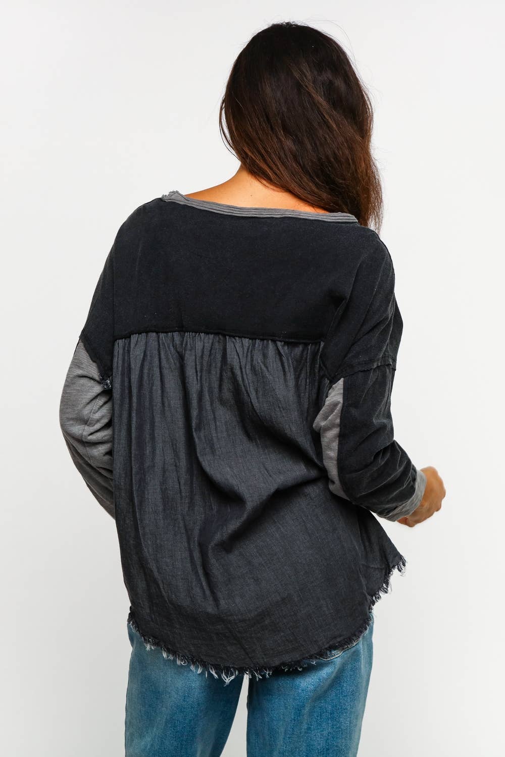 Sharon Star Patchwork Top ~ Charcoal