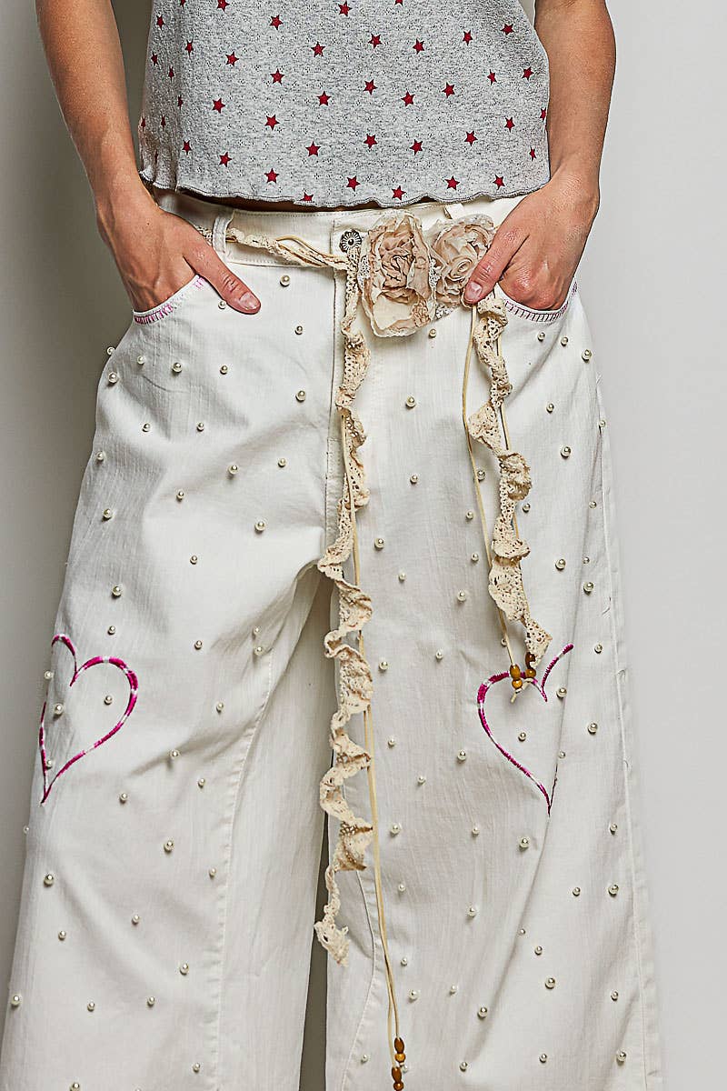 Handmade Crochet Flower Casual Layering Belt ~ Cream