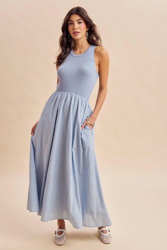 Rosalie Tank Midi Dress ~ Blue Aura