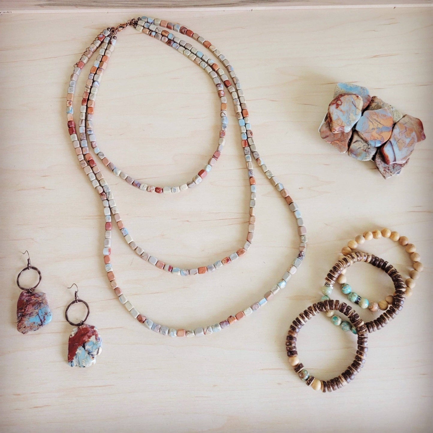 Triple Strand Aqua Terra Necklace