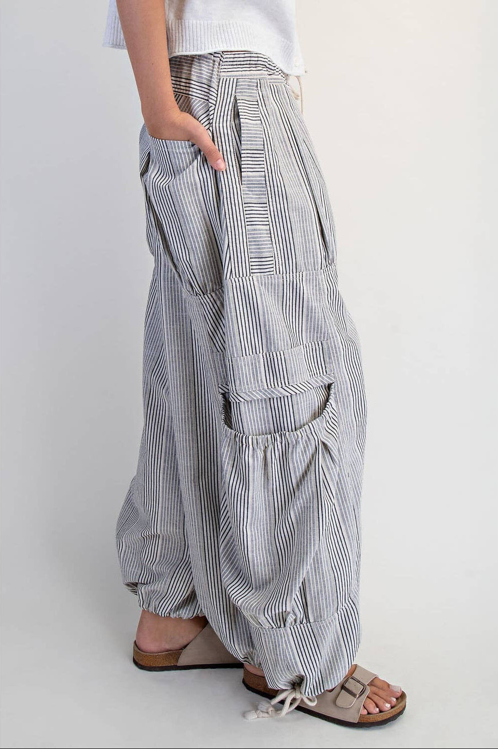 Lucia Low-Rise Parachute Pants ~ Natural/Denim