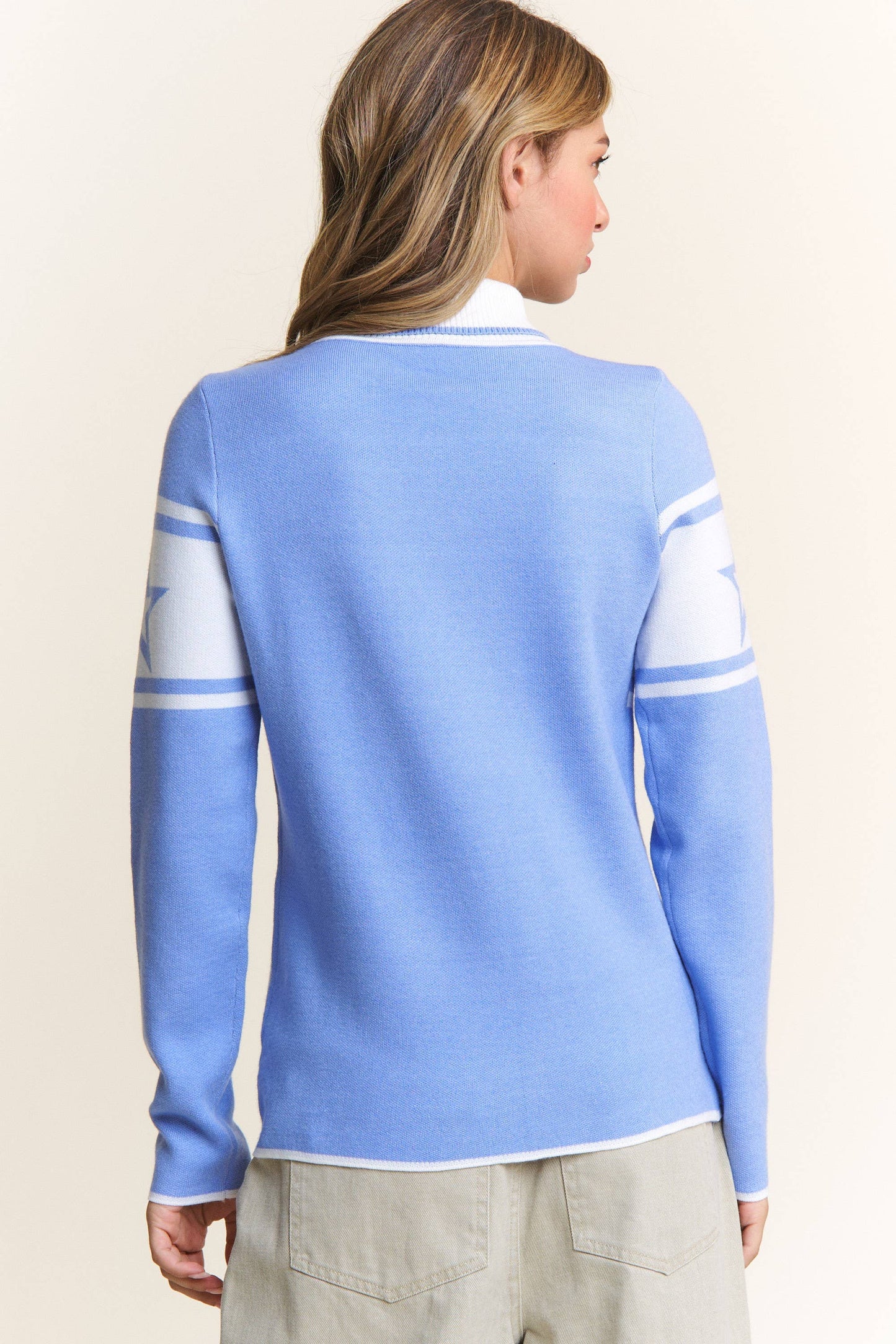 Maddie Mock Neck Ski Sweater ~ Sky Blue