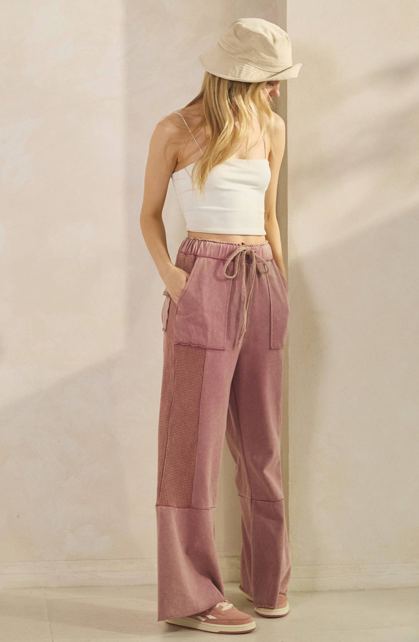 Vivian Vintage Wash Flare Panel Pants ~ Mauve
