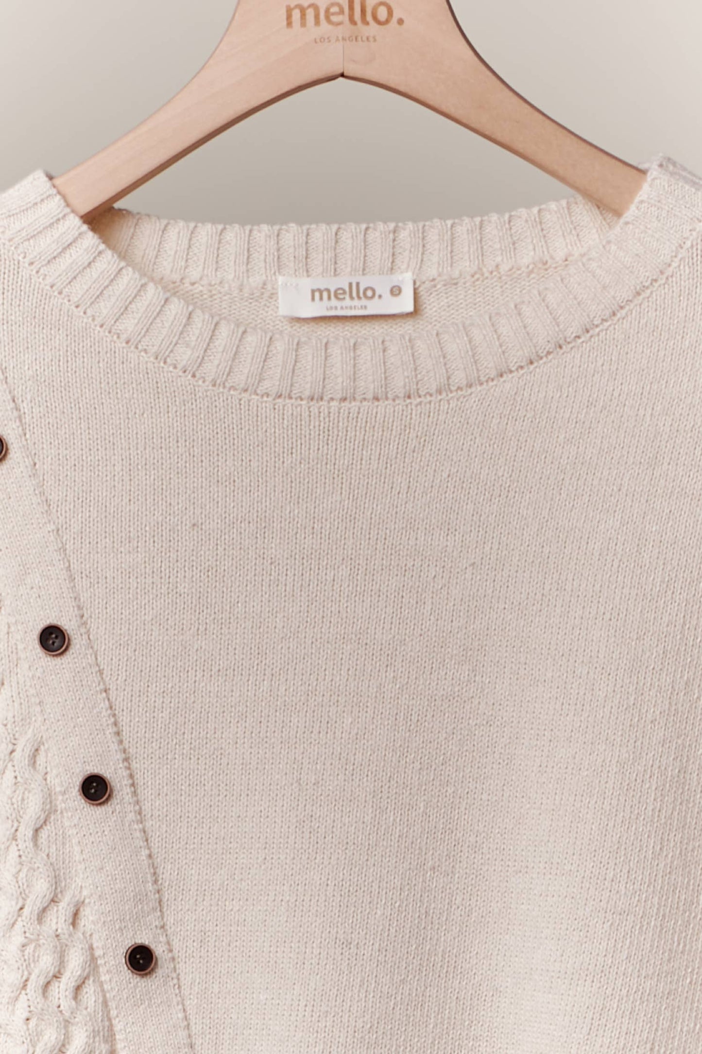 Madelyn Button Trim Boat Neck Sweater ~ Ivory