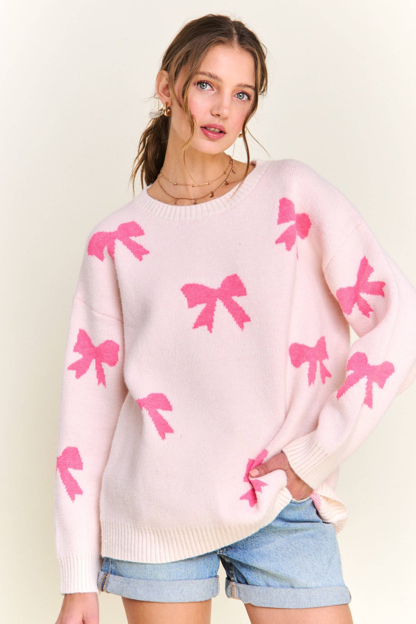 Barbie Pink Bow Detailed Sweater ~ Pink