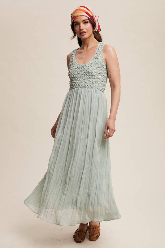 Sophie Smocked Bodice Maxi Dress ~ Sage