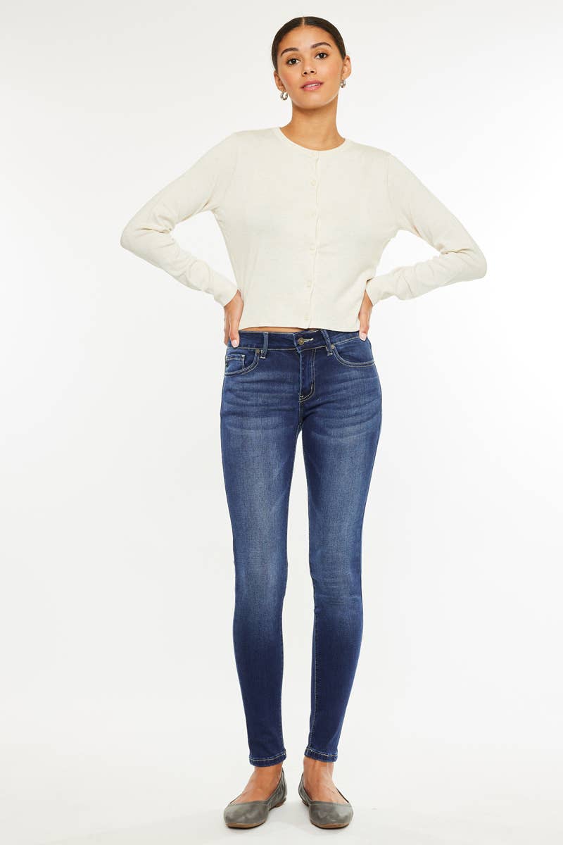 Morgan Mid Rise Super Skinny Jeans ~ Dark Denim