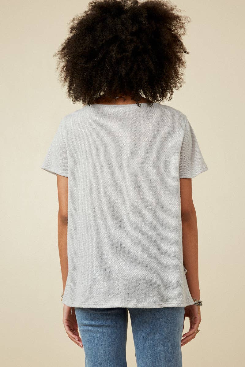 Waverly Waffle Knit  Dolman Top ~ Light Grey