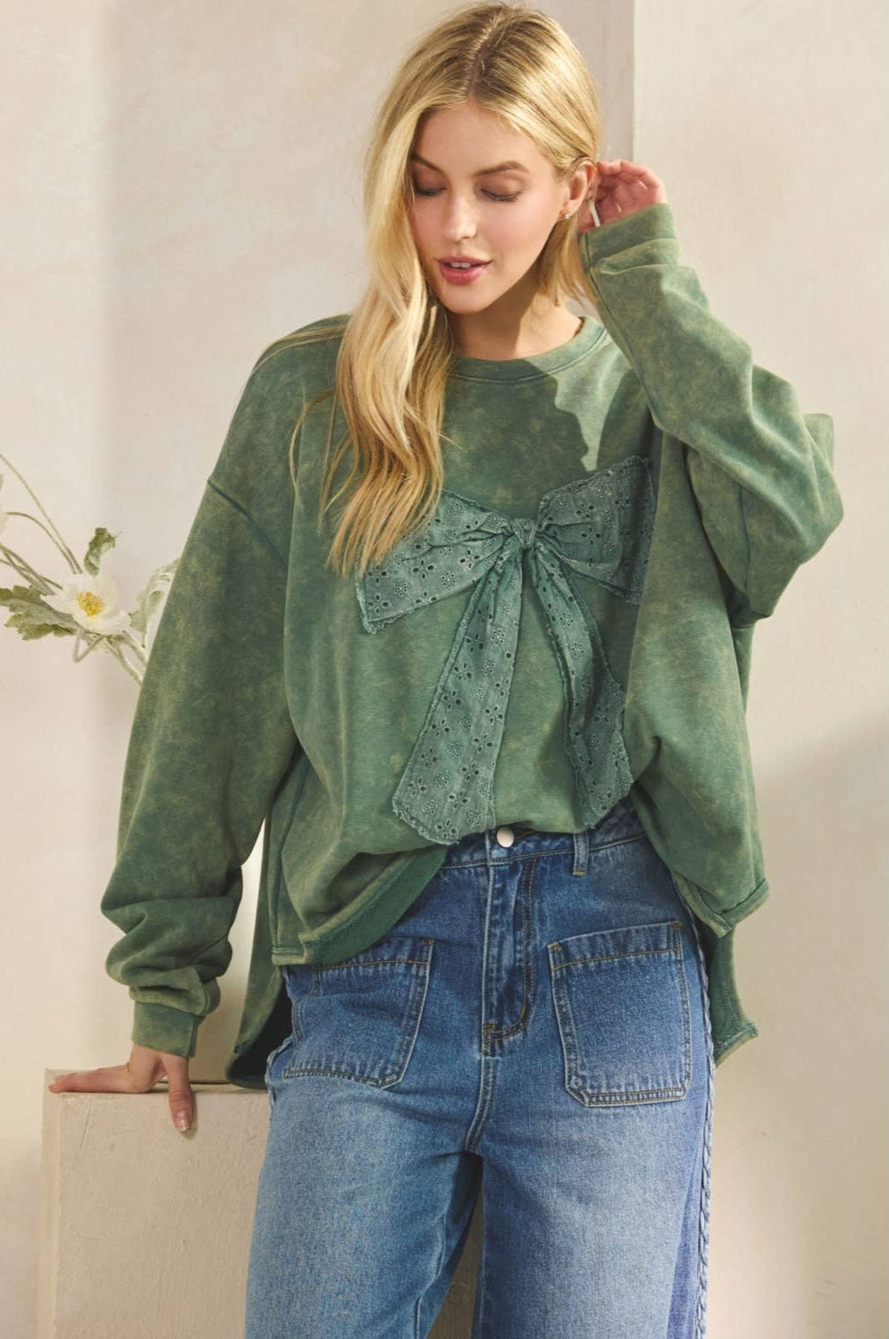 Winnie Whimsy Bow Pullover ~ Green