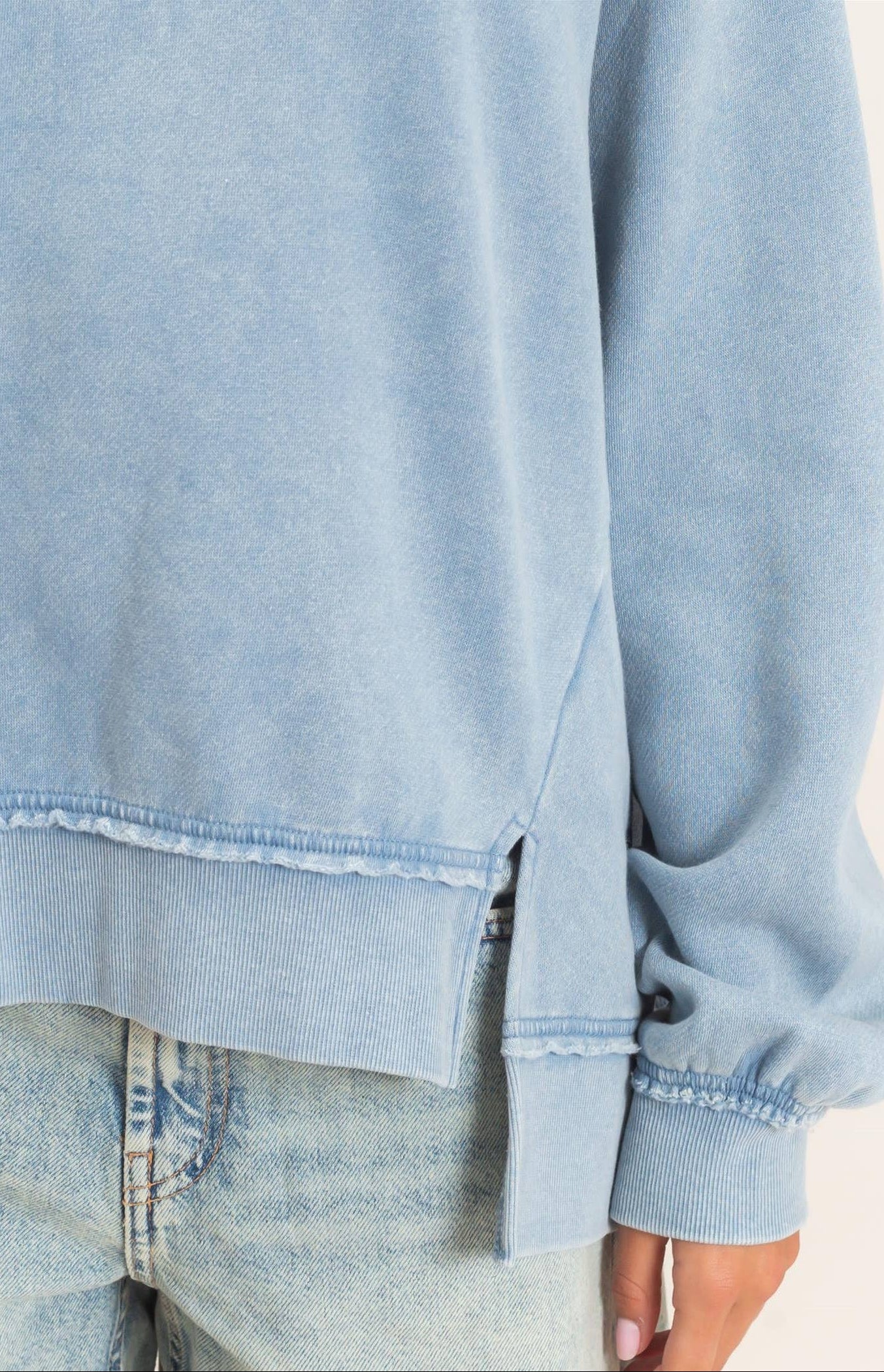 Ashlee Acid Wash Raw Edge Sweatshirt