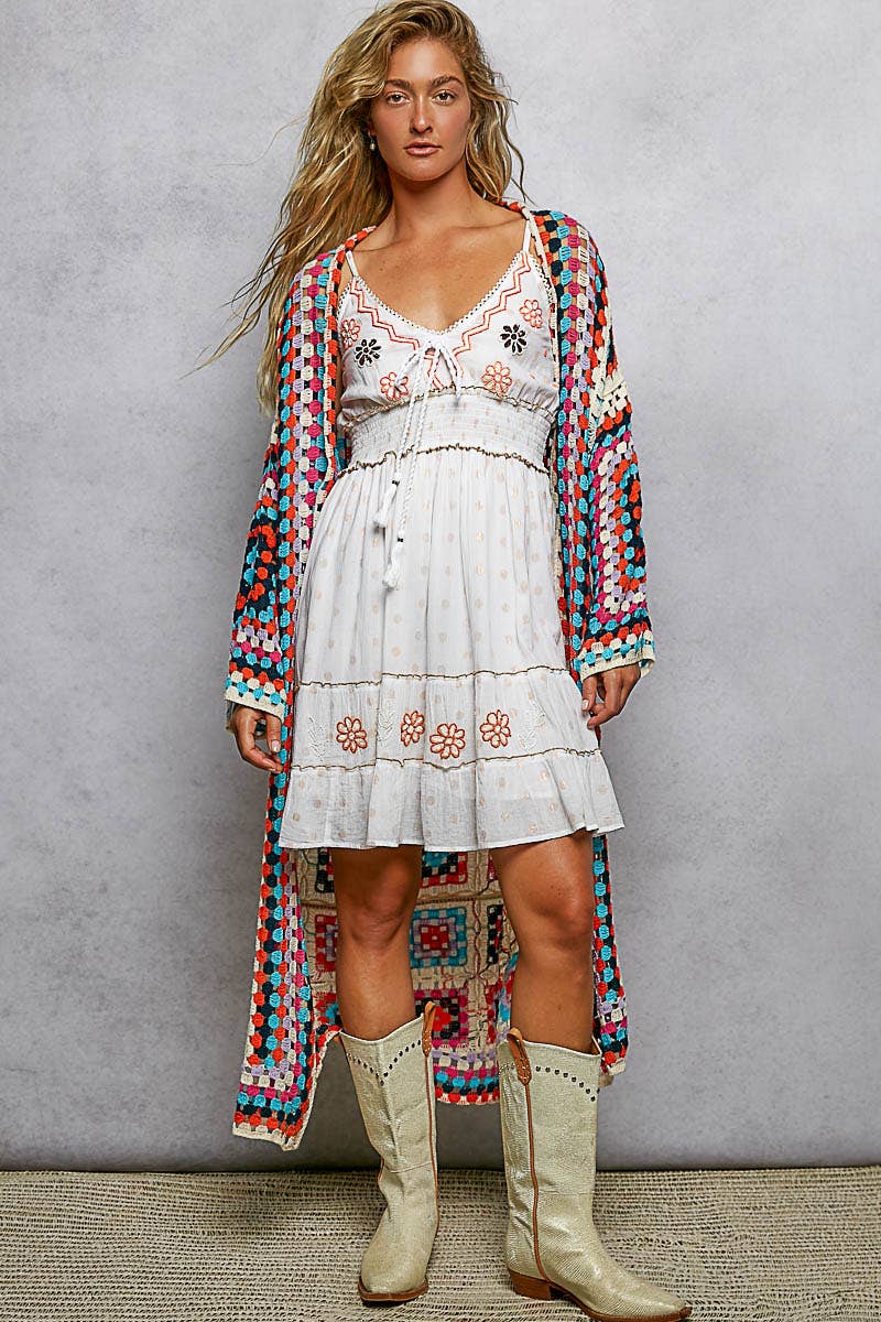 Carley Square Crochet Cardigan Duster ~ Multi