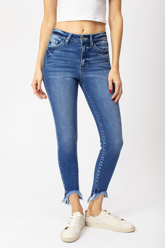 Gemma High Rise Frayed Ankle Skinny Jeans ~ Denim