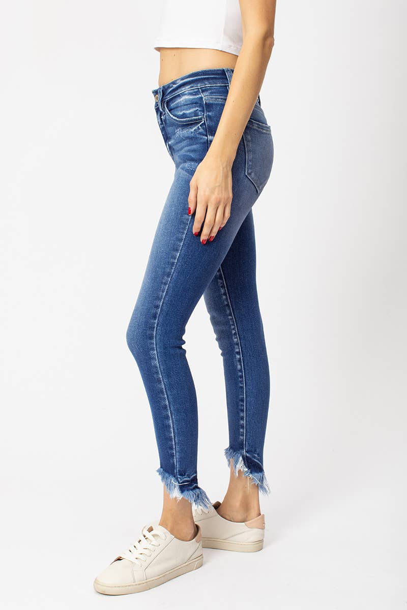 Gemma High Rise Frayed Ankle Skinny Jeans ~ Denim