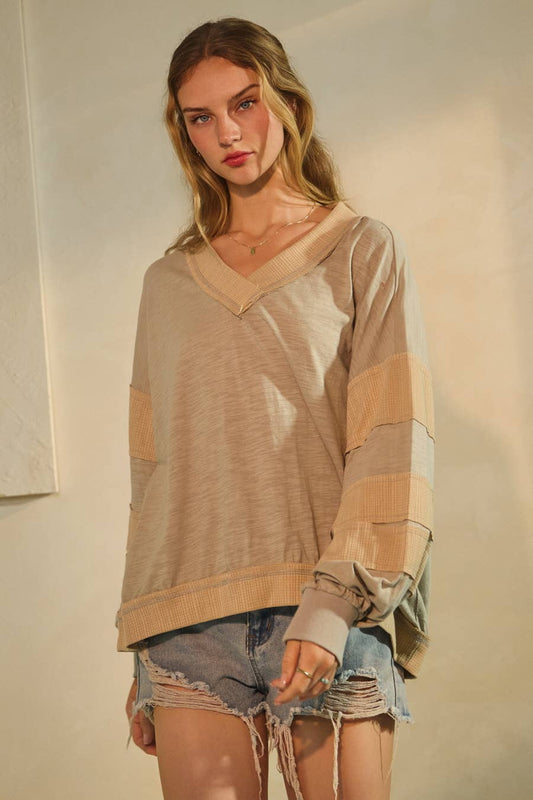 Sandy V-neck Pullover ~ Sage Grey