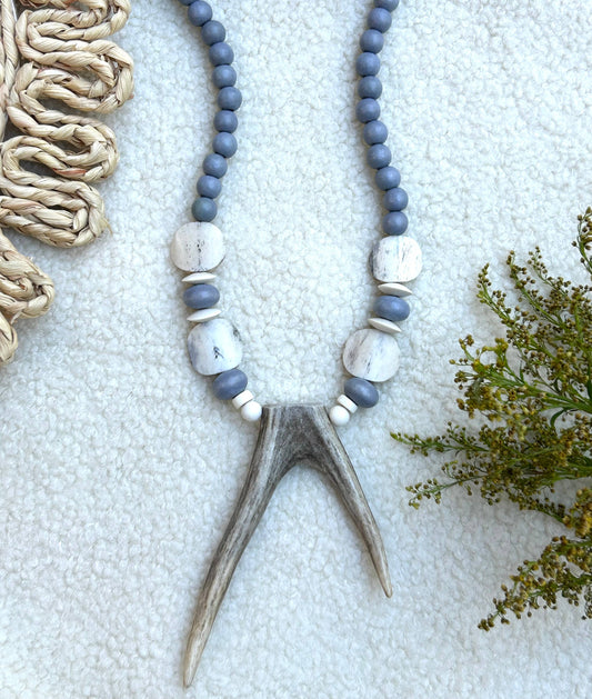 Deer Antler Mid Length Chunky Bead Necklace