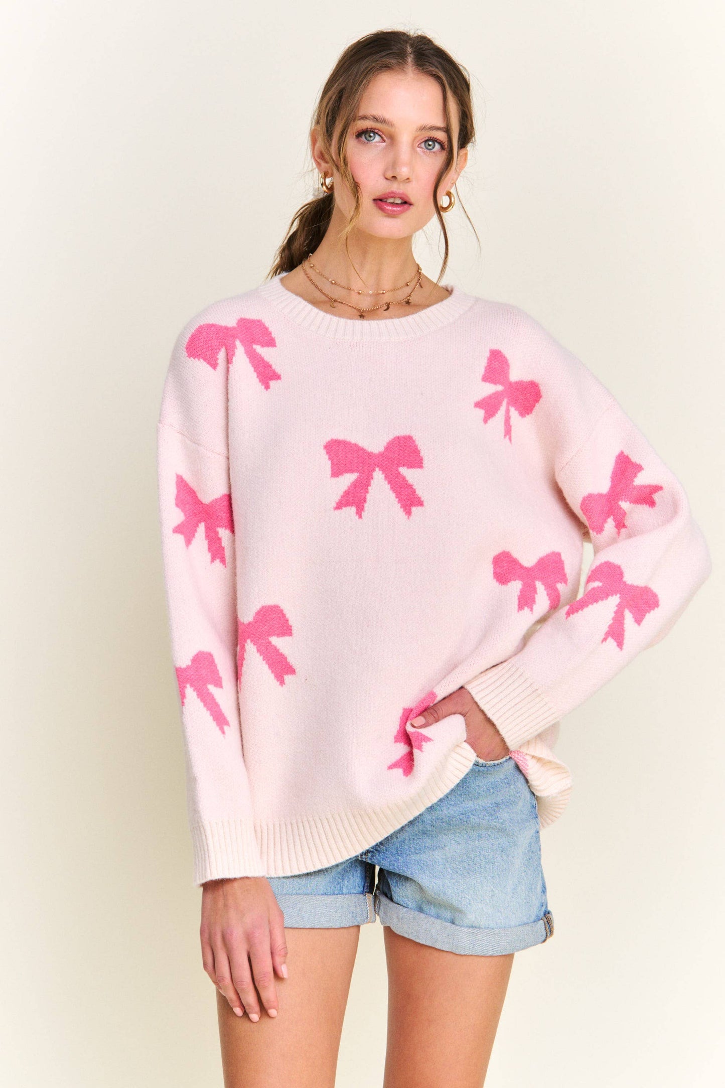 Barbie Pink Bow Detailed Sweater ~ Pink