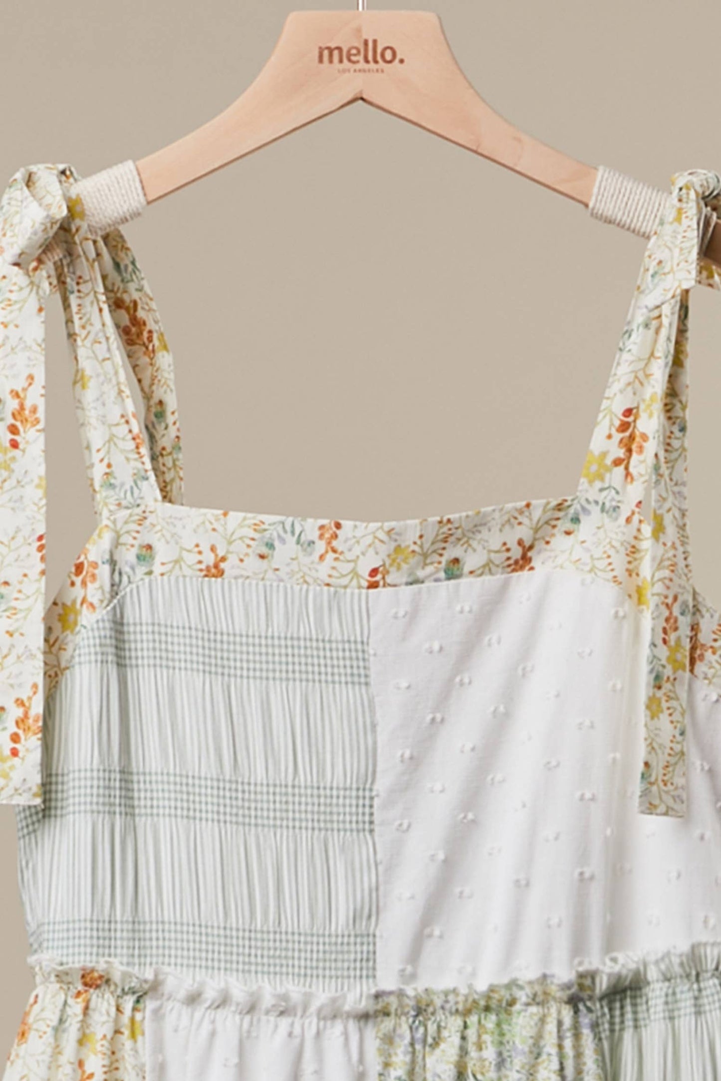 Paisley Patchwork Tie-Shoulder Tiered Maxi Dress ~ Ivory