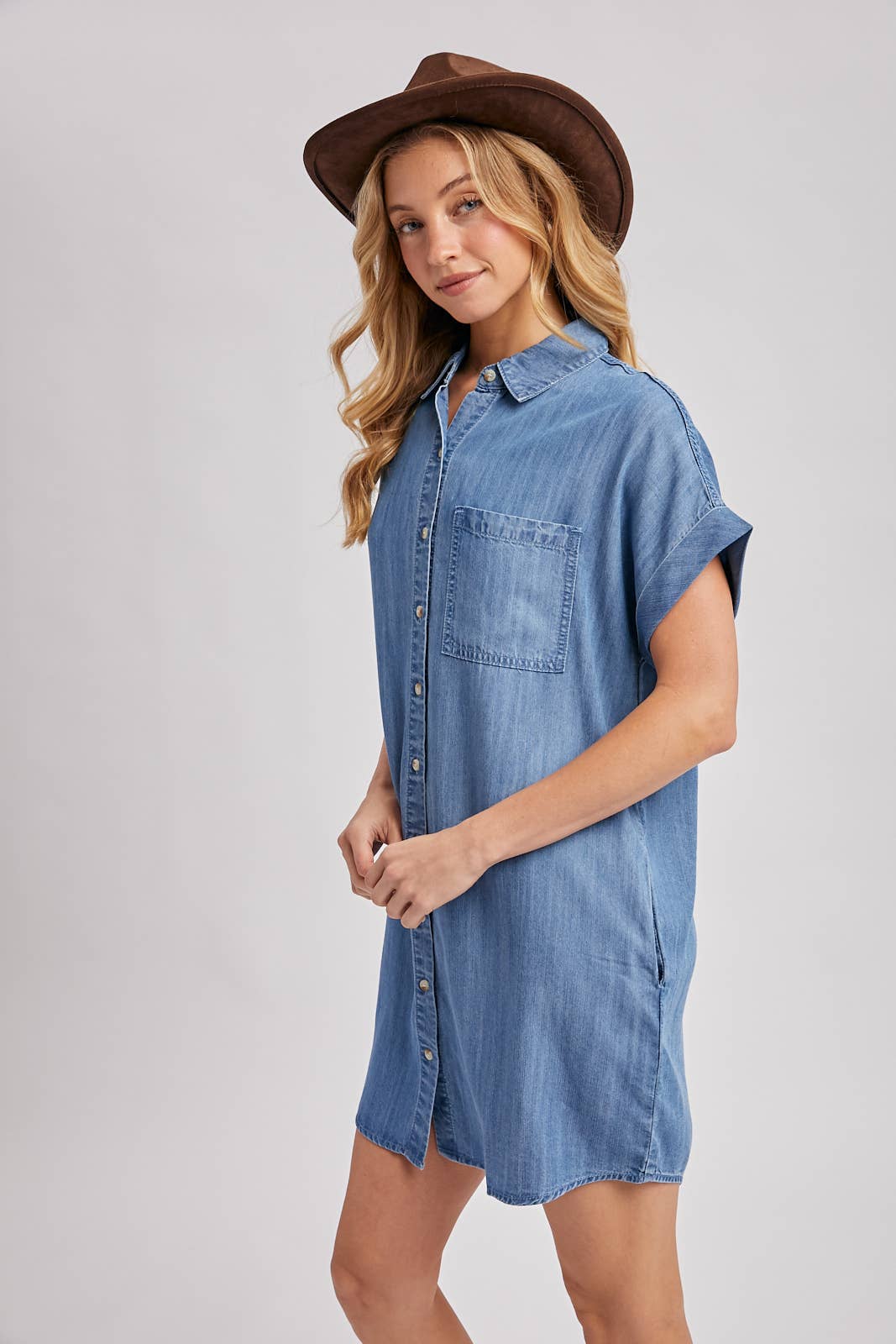 Everlee  Button Down Shirt Dress ~ Denim