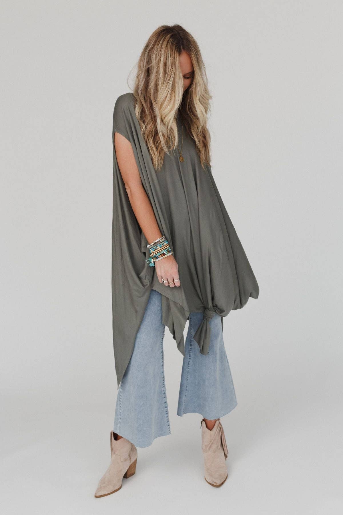 The Wren Tunic Top ~  Light Olive