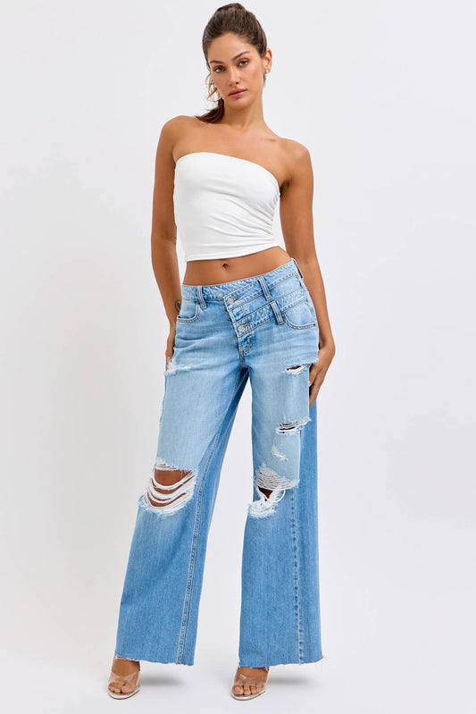 Molly Mid Waist Wide Leg Jeans ~ Light Denim