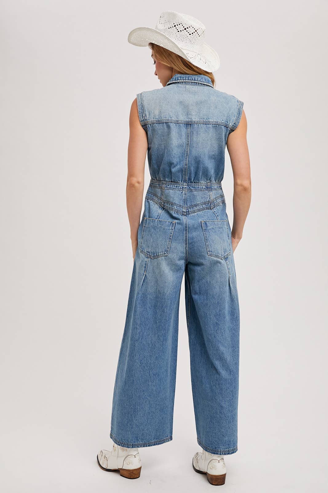 Maddie Sleeveless Jumpsuit ~ Light Denim