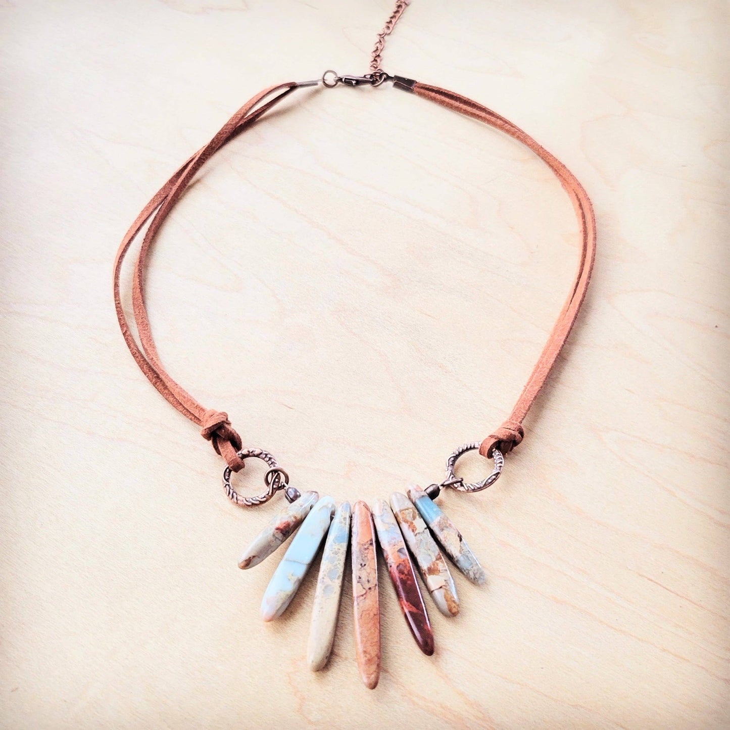 Aqua Terra Stone Slab Leather Cord Necklace