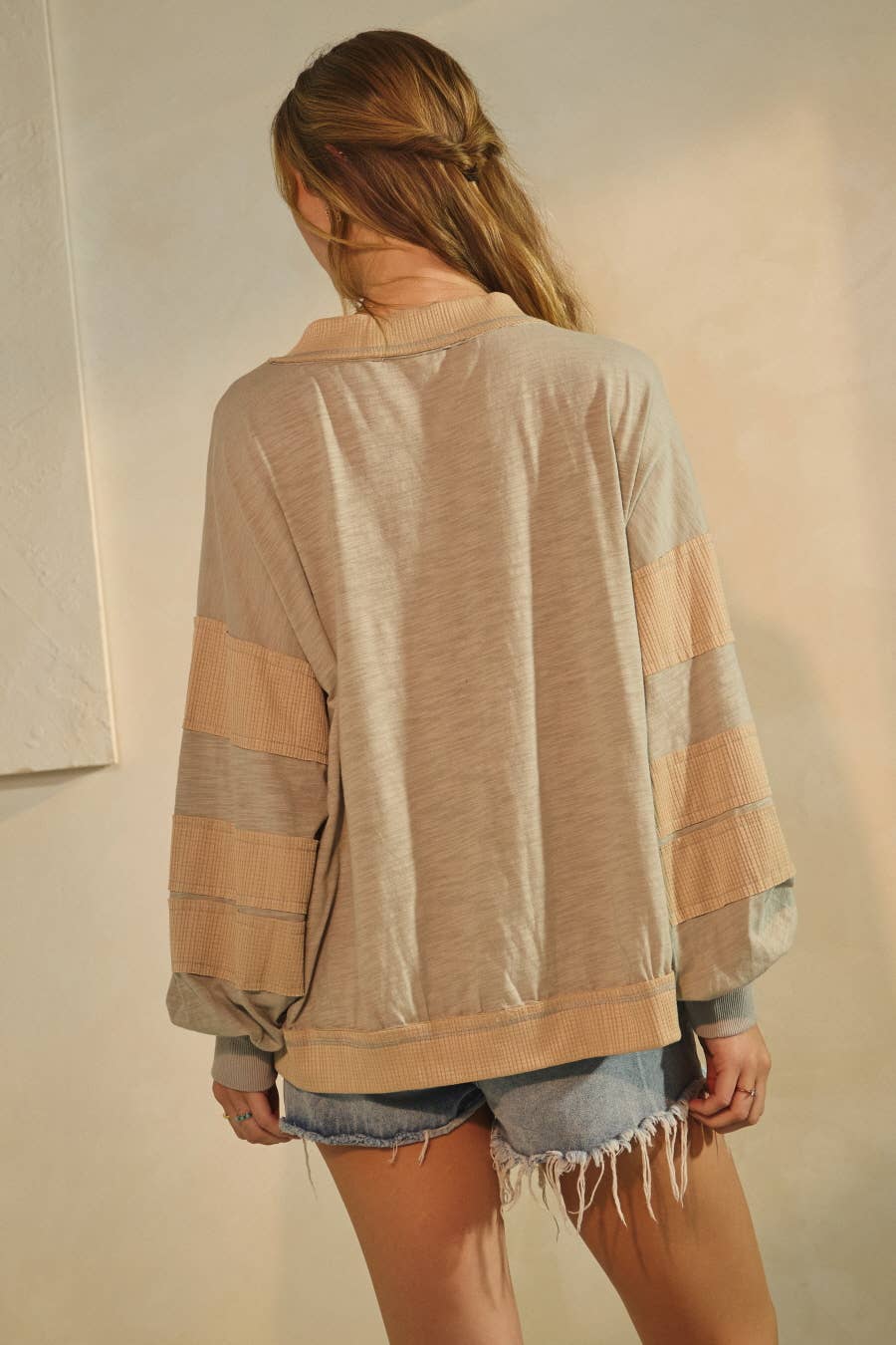 Sandy V-neck Pullover ~ Sage Grey