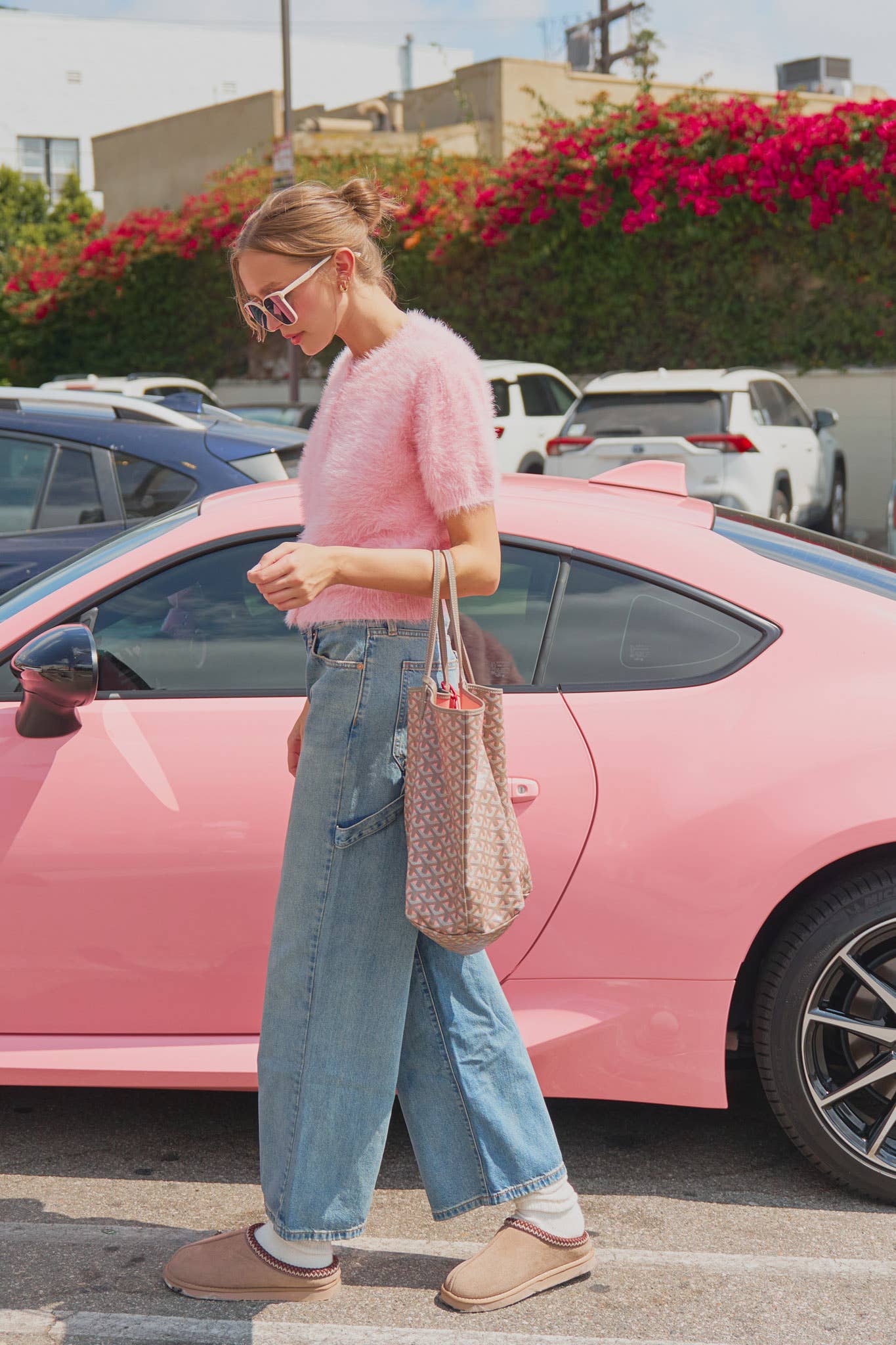 Maddie Mohair Knit Sweater Cardigan ~ Flamingo