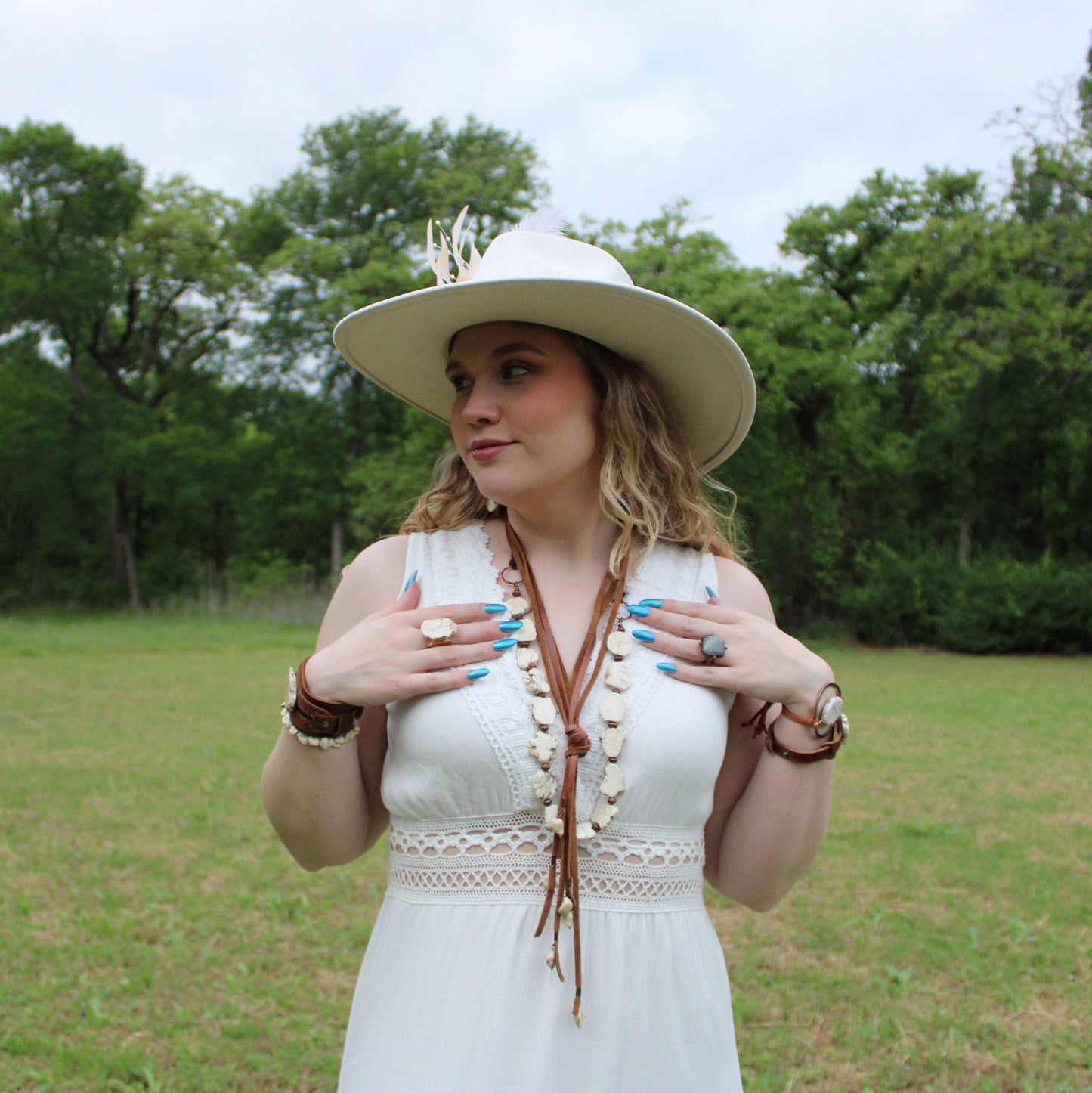White Turquoise Slab Necklace