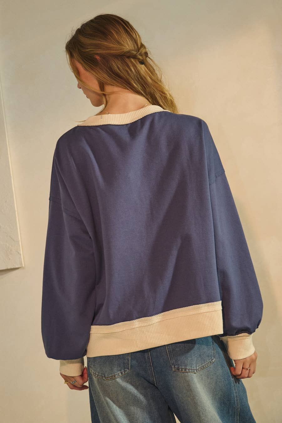 Heather Heart Applique Pullover ~ Navy