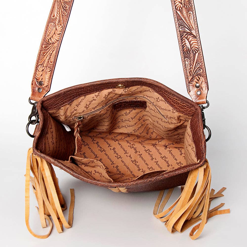 Western Genuine Leather & Fringe Crossbody Bag
