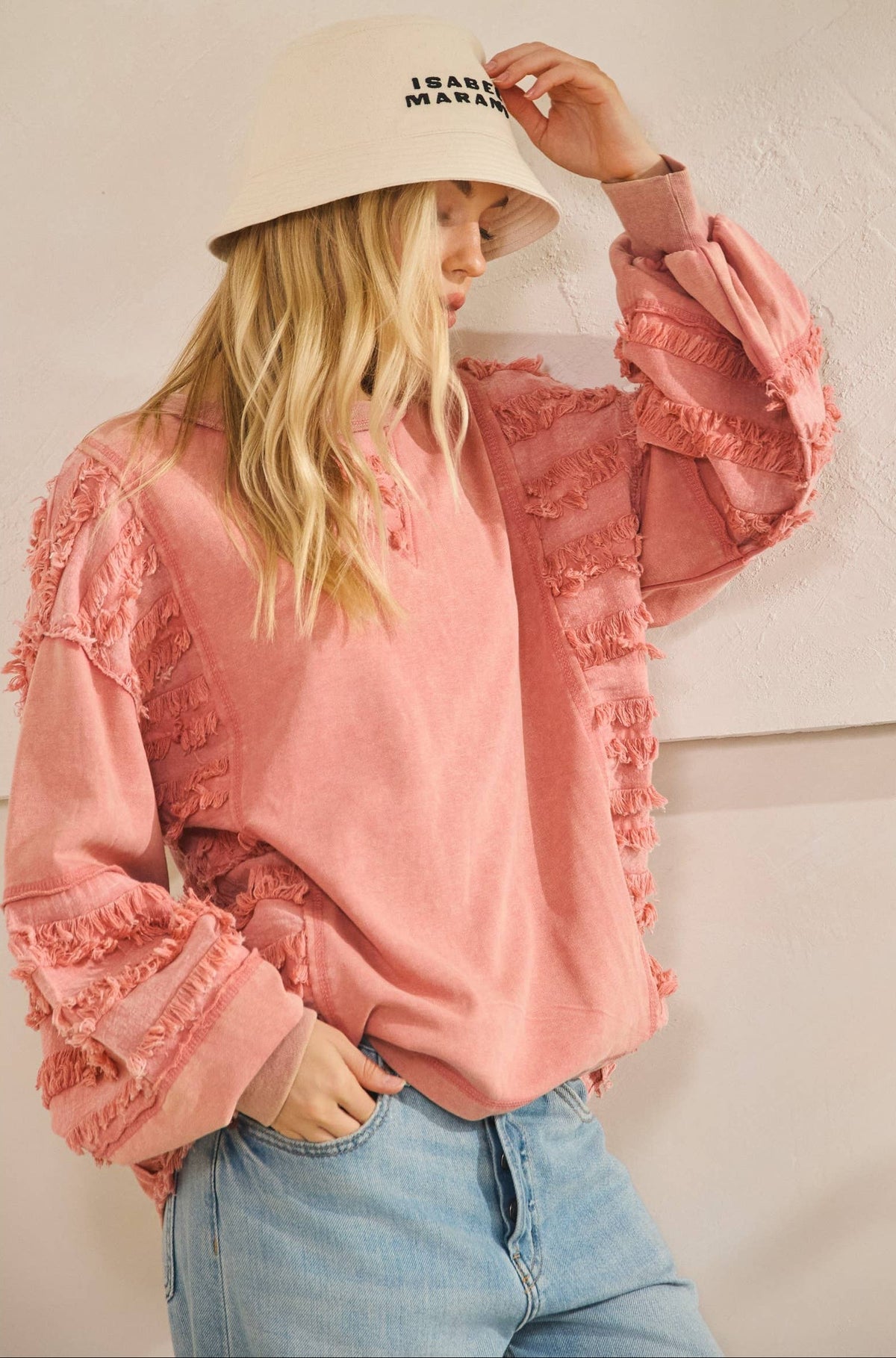 Presley Fringe Bloom Pullover ~ Mauve