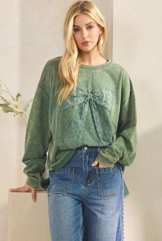 Winnie Whimsy Bow Pullover ~ Green