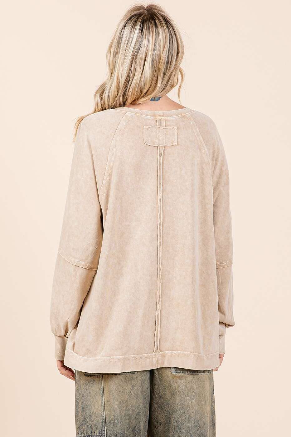 Molly Mineral Wash Raglan Oversized Top ~ Brown Sugar