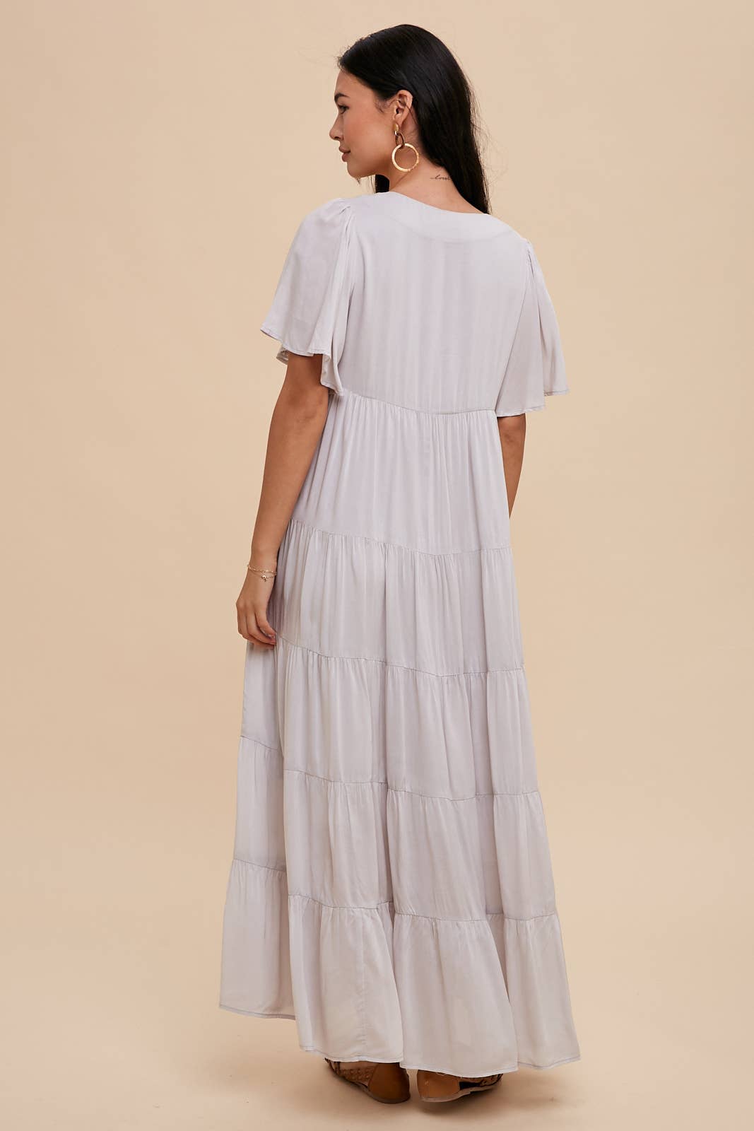 Madelyn Flowy Modal Tiered Maxi Dress ~ Porcelain