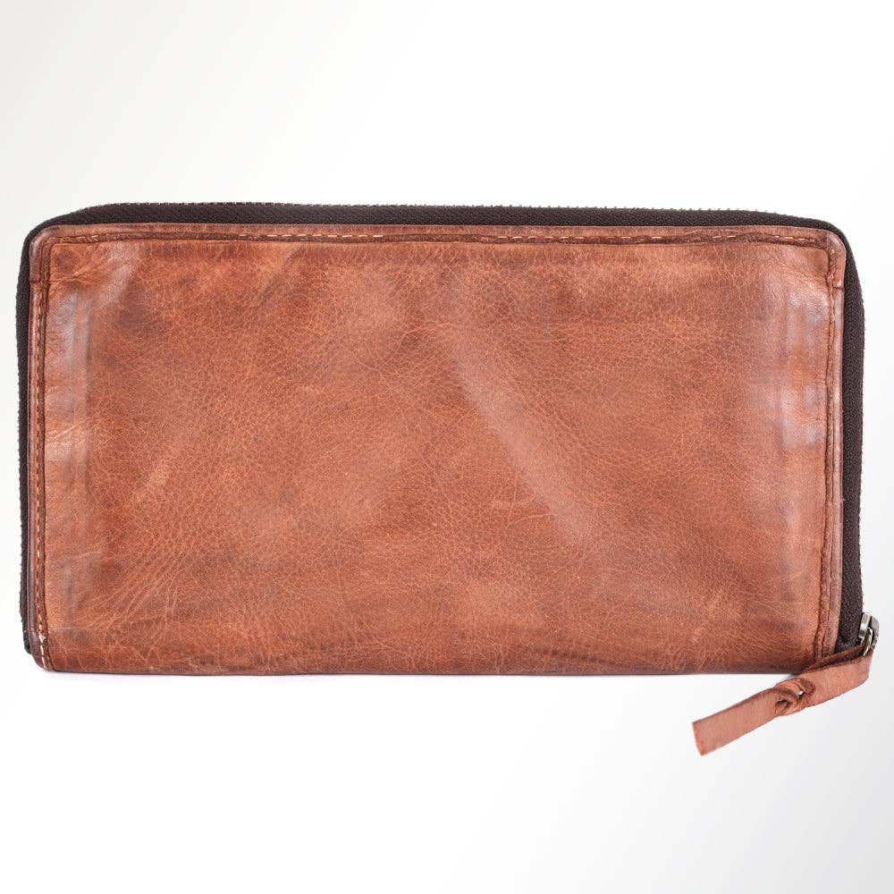 Genuine Leather Zip Around Wallet
