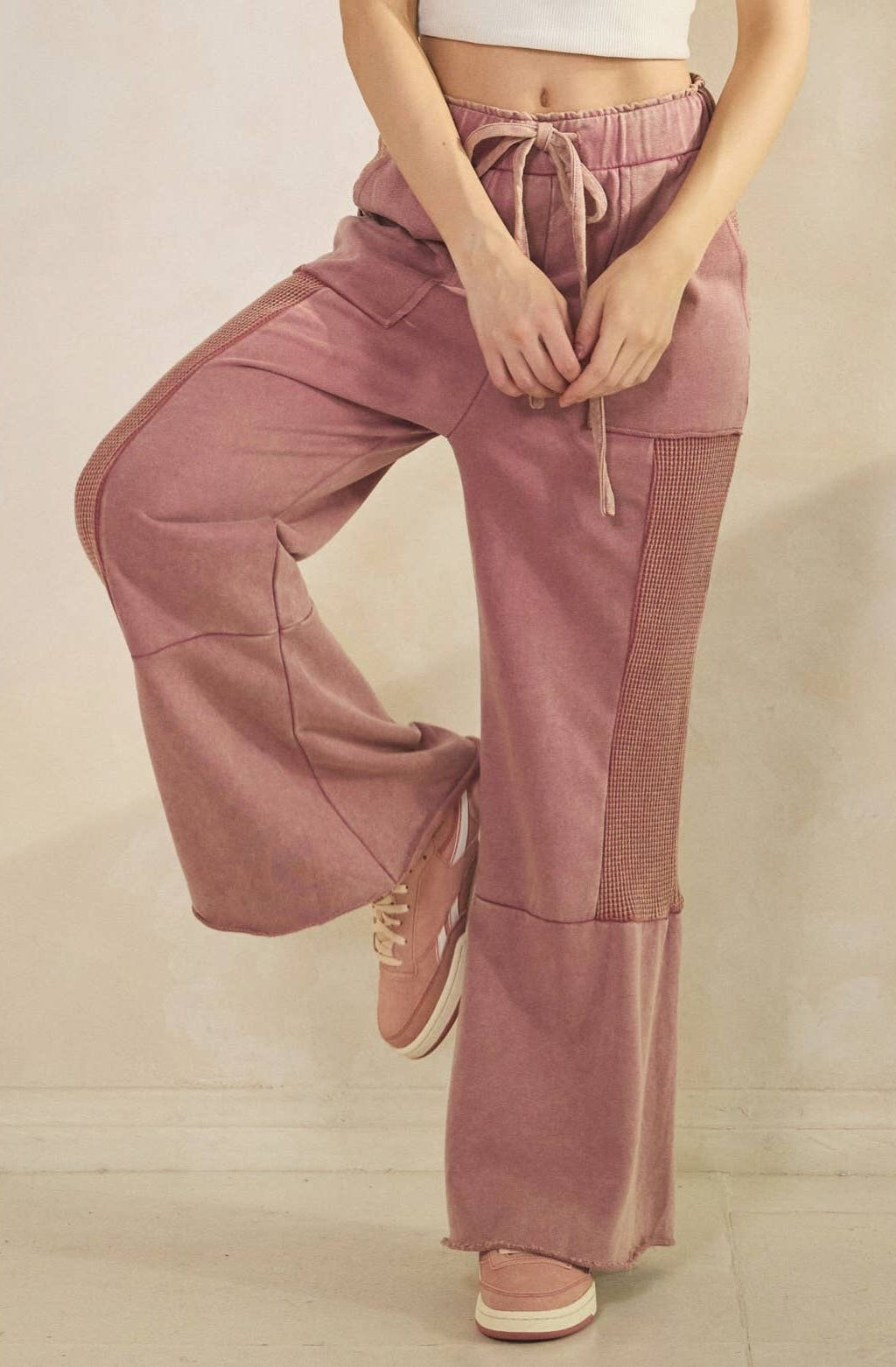 Vivian Vintage Wash Flare Panel Pants ~ Mauve