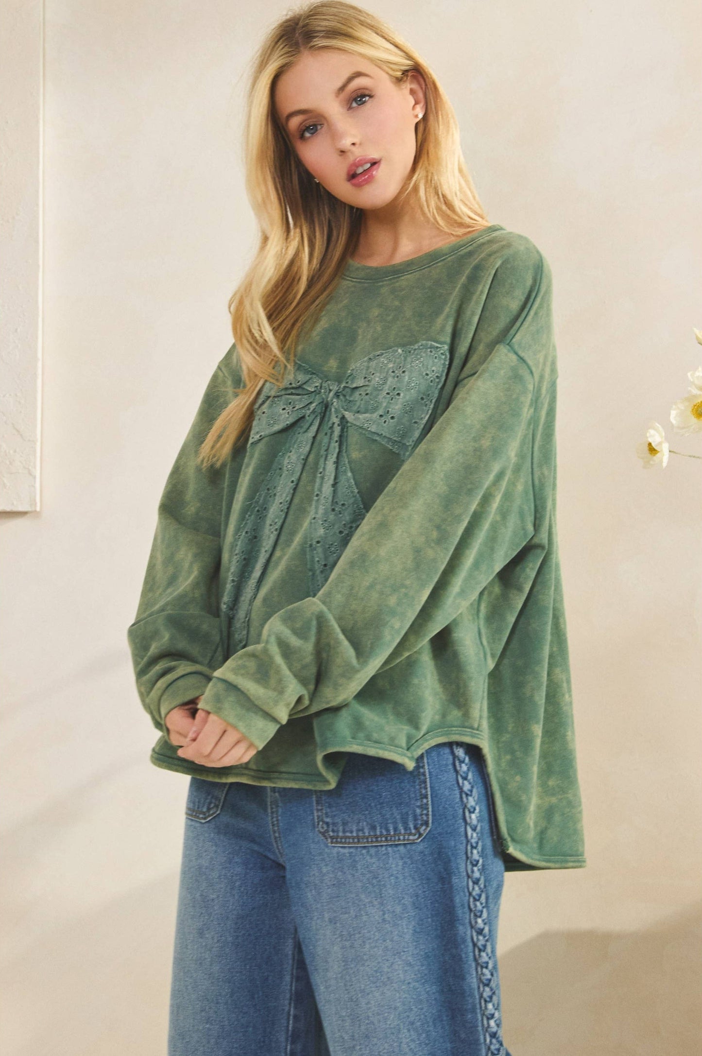 Winnie Whimsy Bow Pullover ~ Green