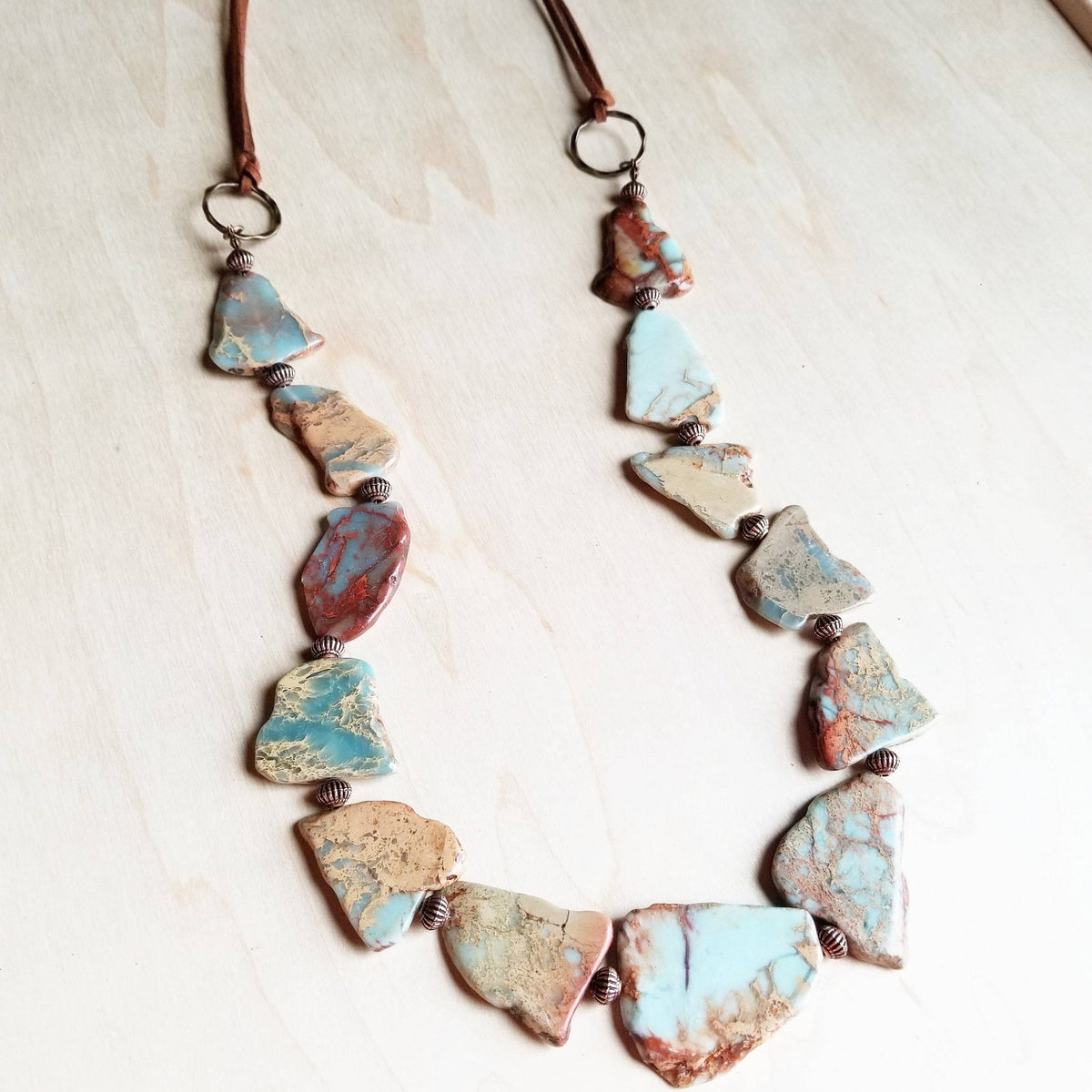 Genuine Aqua Terra Beaded Slab Necklace