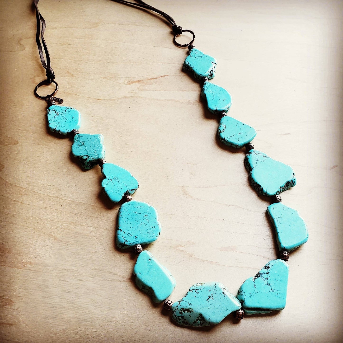 Blue Turquoise Western Slab Necklace