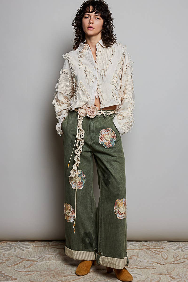 Handmade Crochet Flower Casual Layering Belt ~ Cream