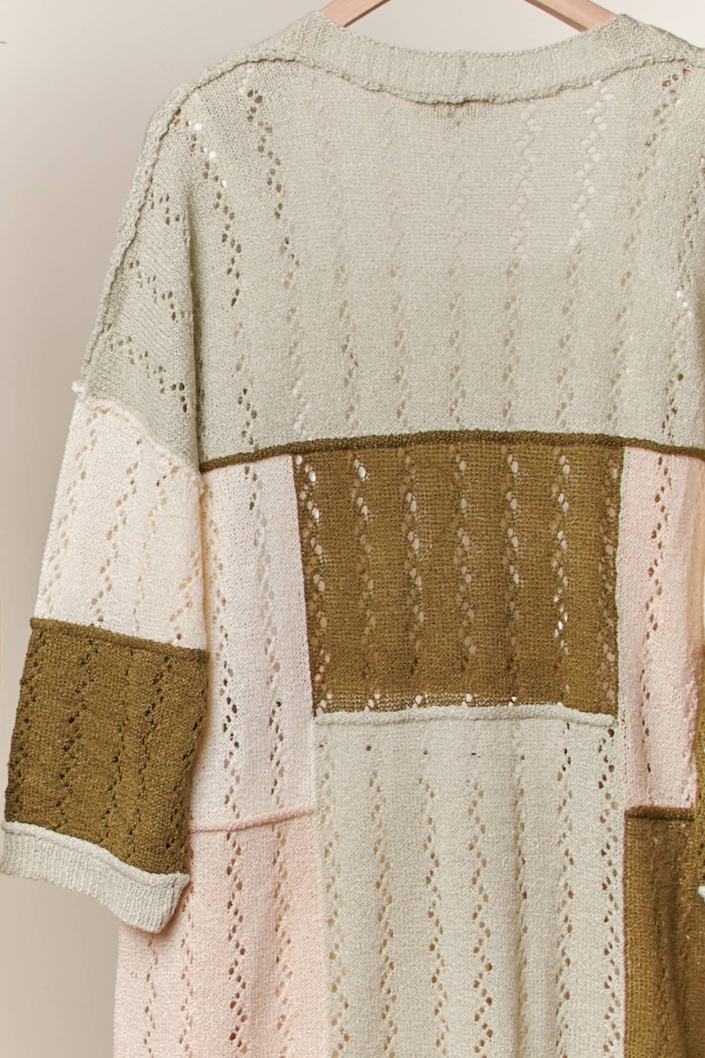 Fiona Color Block Patch Pocket Cardigan ~ Olive