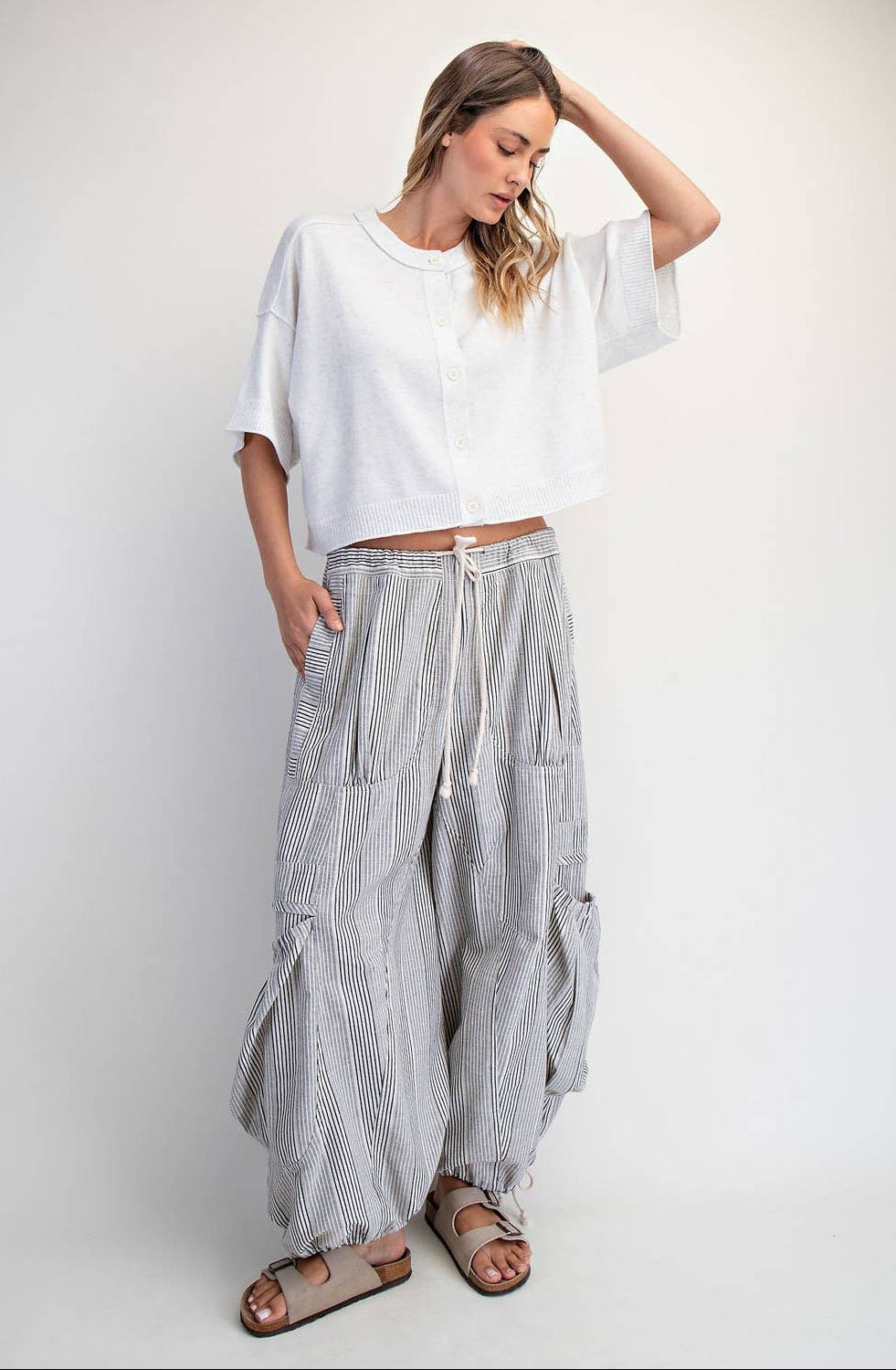Lucia Low-Rise Parachute Pants ~ Natural/Denim