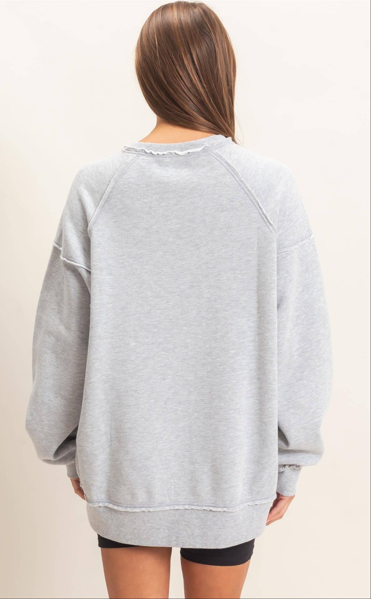 Ashlee Acid Wash Raw Edge Sweatshirt