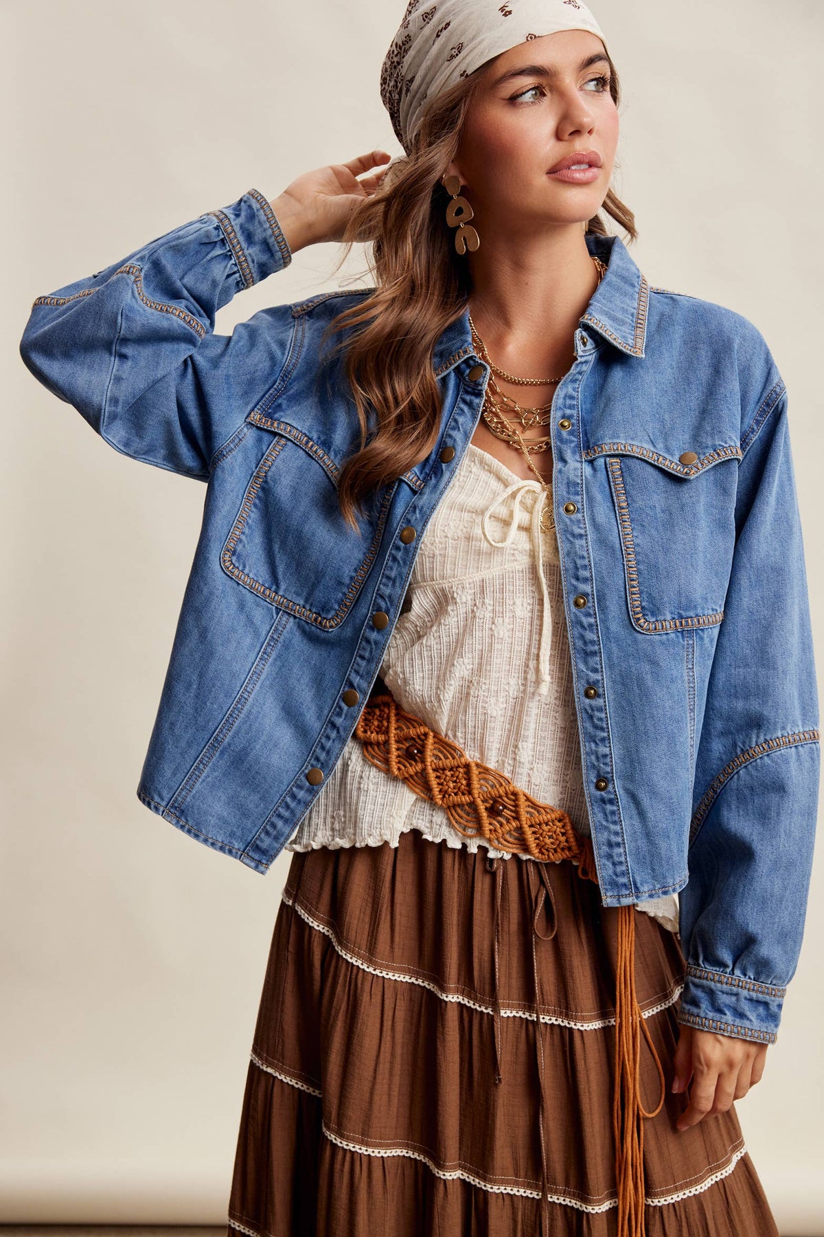 Western Stitch Snap Denim Shirt ~ Washed Colbalt