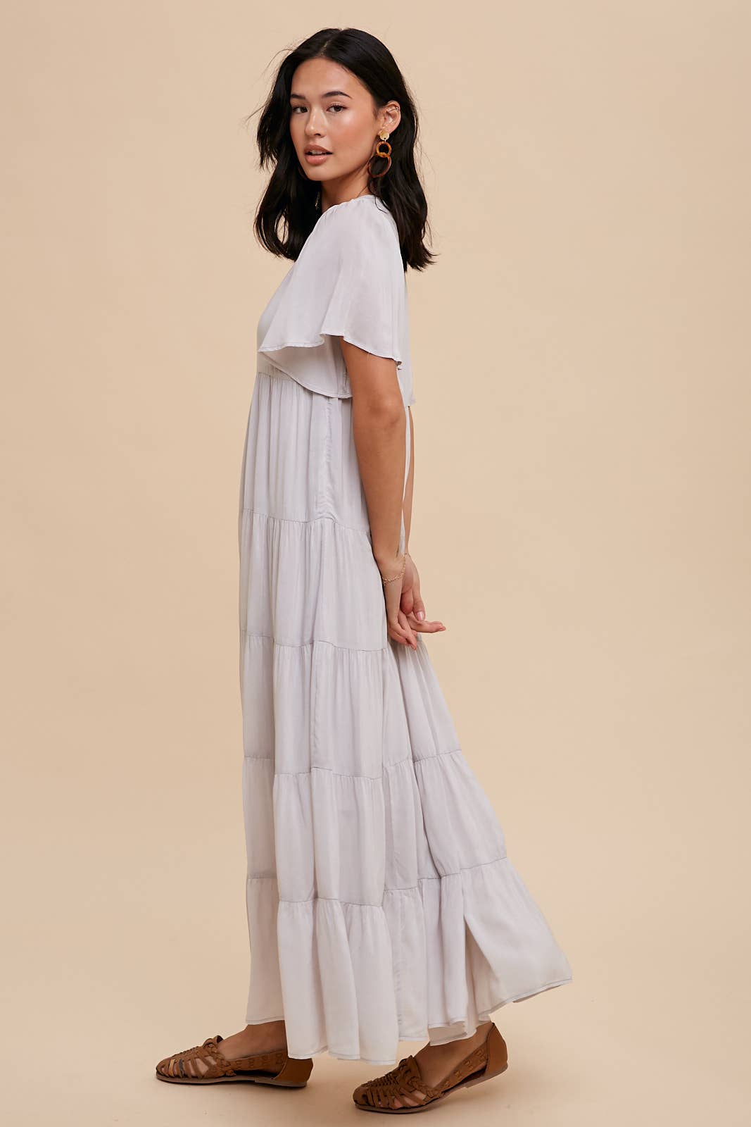 Madelyn Flowy Modal Tiered Maxi Dress ~ Porcelain