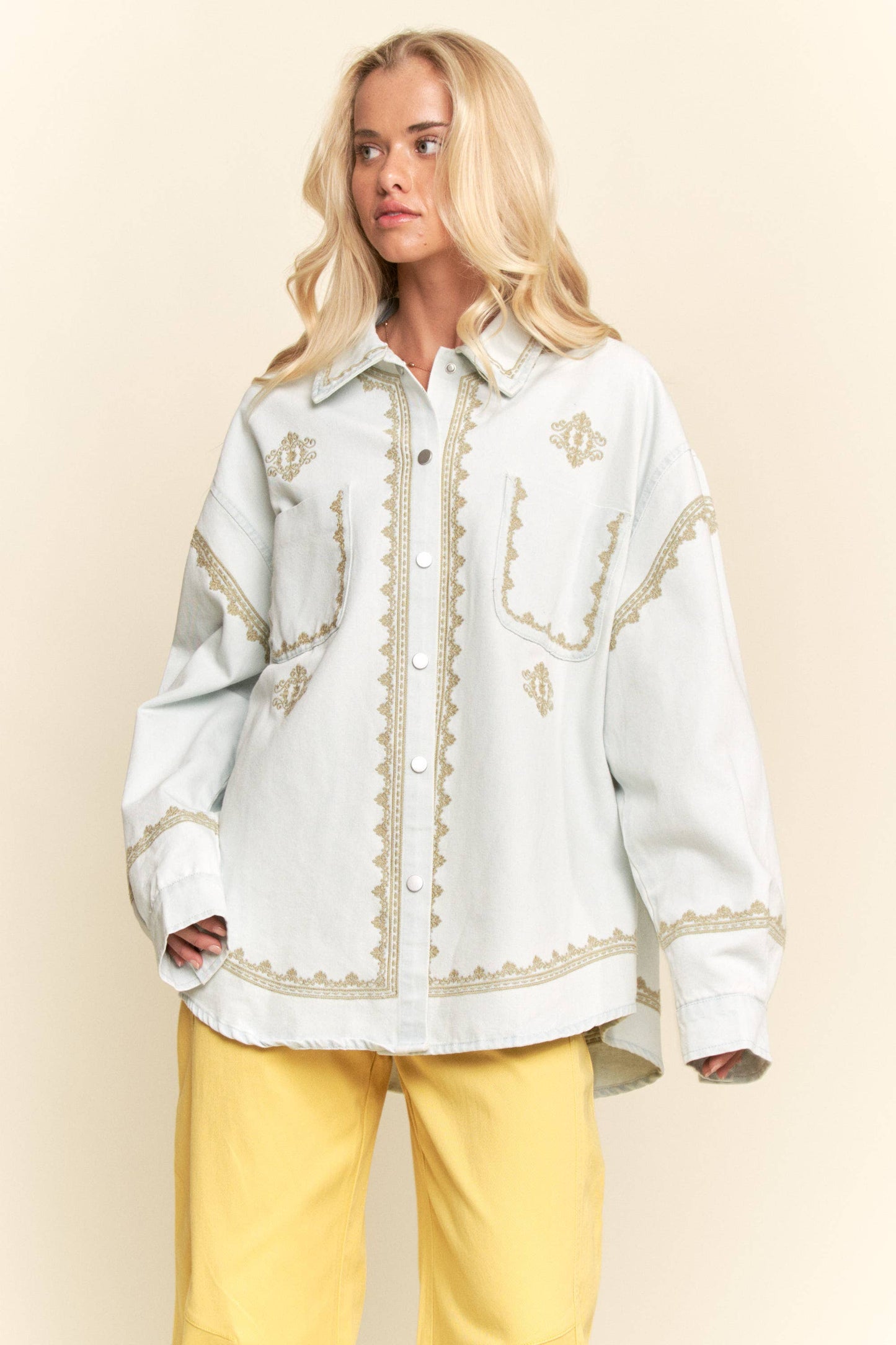 Laniey Soft Wash Denim Shirt Jacket ~ Light Wash