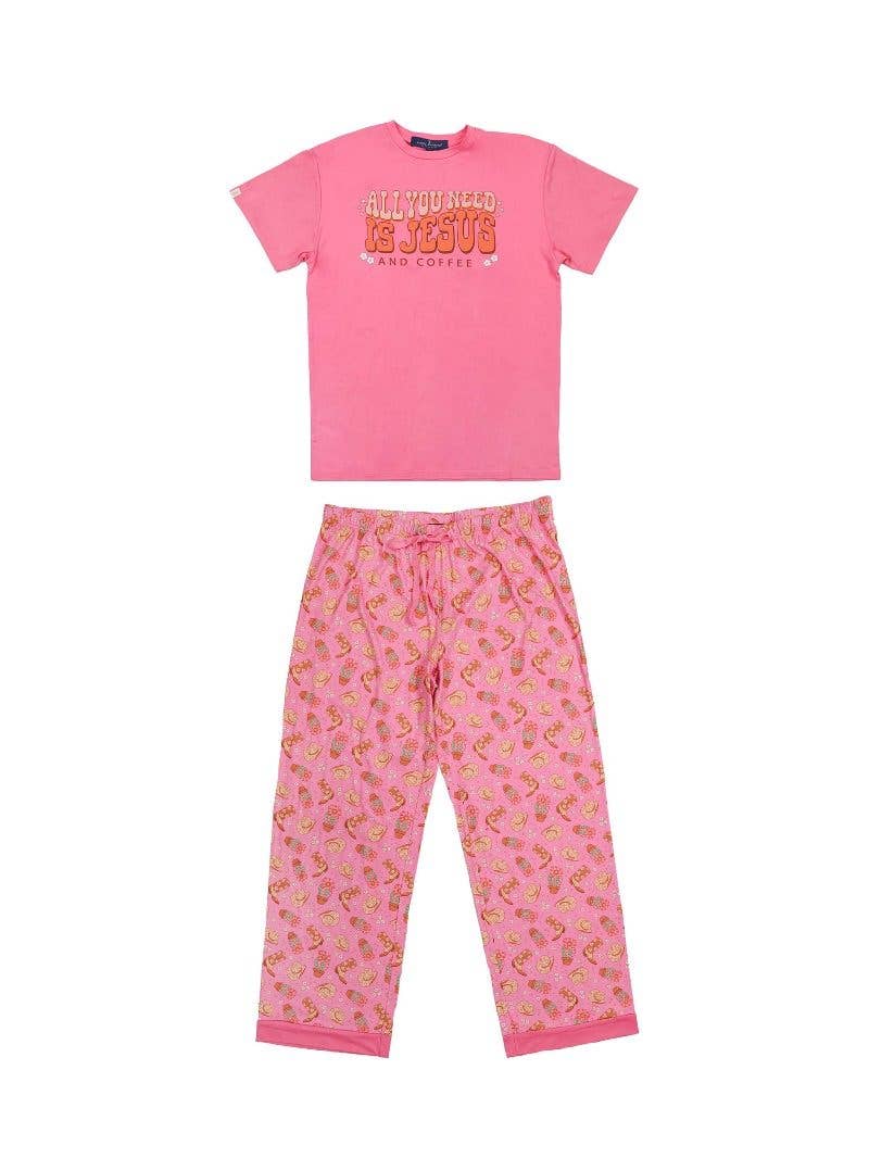 All You Need Is Jesus & Coffee Loungewear Set ~ Pink